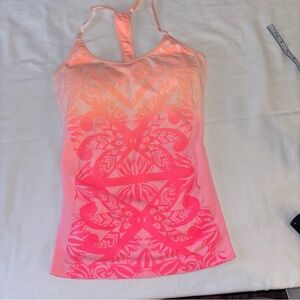 Climate wear Work Out Built In Bra Yoga Ombré Top Pattern Bright Pink Stretch L